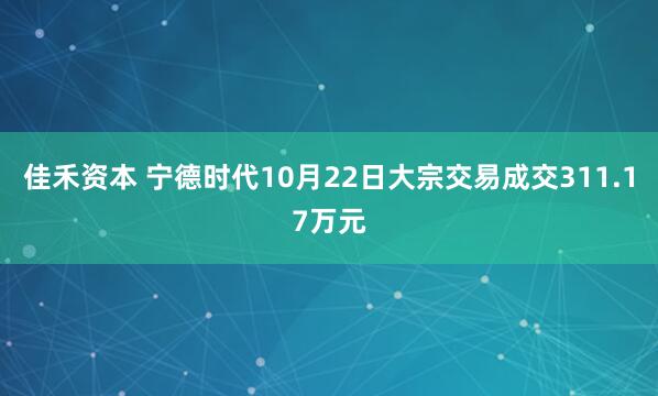 佳禾资本 宁德时代10月22日大宗交易成交311.17万元